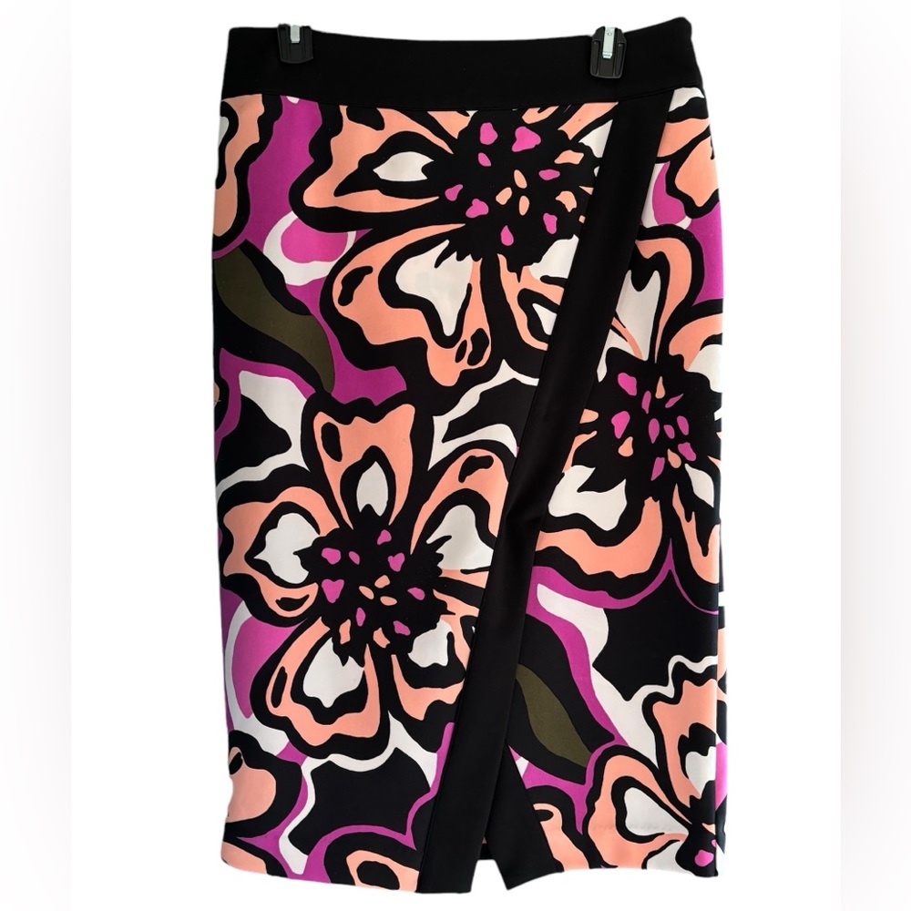 Worthington Knee Length Flower Power Orchid Retro Envelope Pencil Skirt Size 10
